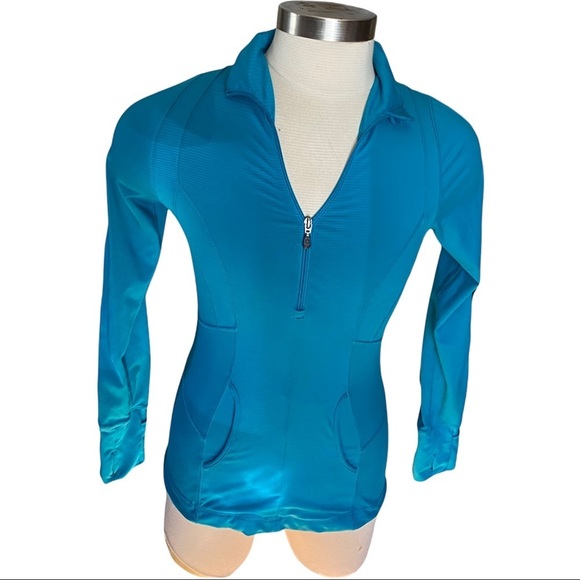 Kyodan Turquoise Blue Full-Zip 2 Slit Pockets Athleisure Track Jacket Women’s M - Picture 1 of 10